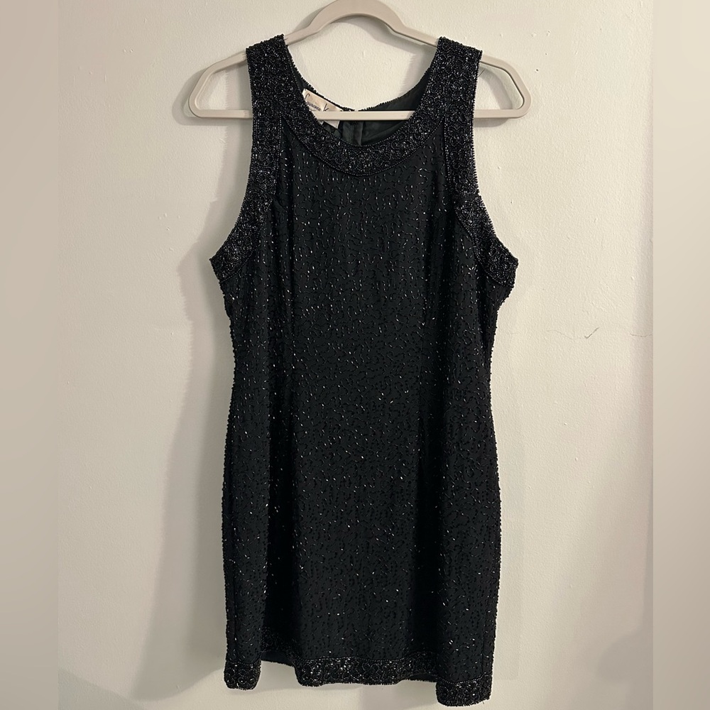 Laurence Kazar Elegant Black Sparkle Mini Dress